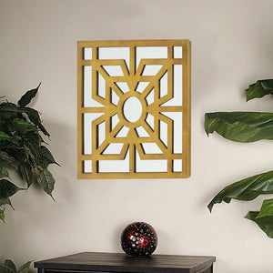 24" X 24" Blue Geometric Mirror Square Hanging Wall Decor