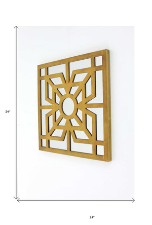 24" X 24" X 1" Blue Mirrored Square Wooden  Wall Decor