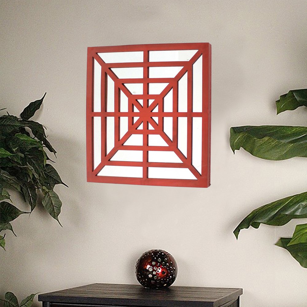 24" X 24" Blue Geometric Mirror Square Hanging Wall Decor