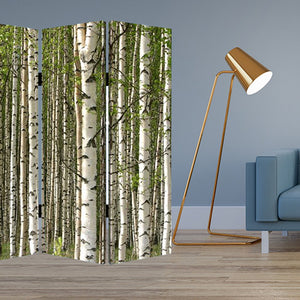 84" Green Canvas Folding Four Panel Screen Room Divider