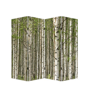 84" Green Canvas Folding Four Panel Screen Room Divider