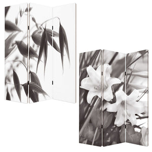 72" Gray Canvas Folding Three Panel Screen Room Divider