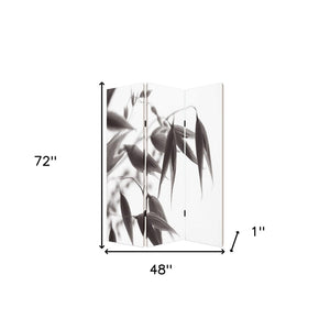 72" Gray Canvas Folding Three Panel Screen Room Divider