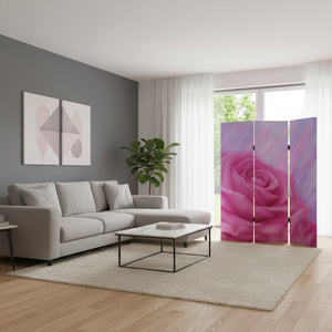 72" Pink Canvas Folding Three Panel Screen Room Divider