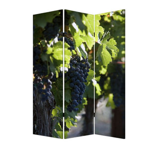 72" Green Canvas Folding Three Panel Screen Room Divider