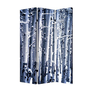 72" Gray And White Canvas Folding Three Panel Screen Room Divider