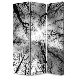 72" Black And Blue Canvas Folding Three Panel Screen Room Divider
