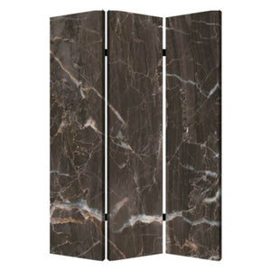 72" Gray Canvas Folding Three Panel Screen Room Divider