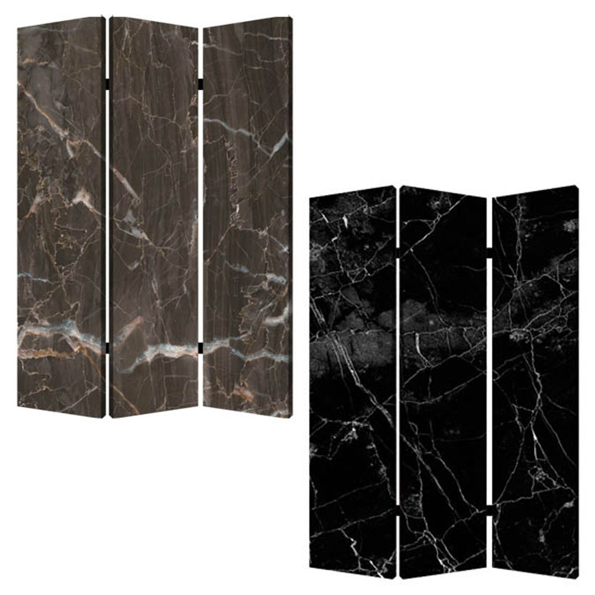 72" Gray Canvas Folding Three Panel Screen Room Divider