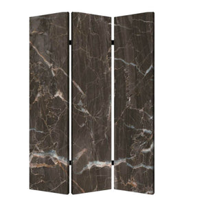 72" Gray Canvas Folding Three Panel Screen Room Divider
