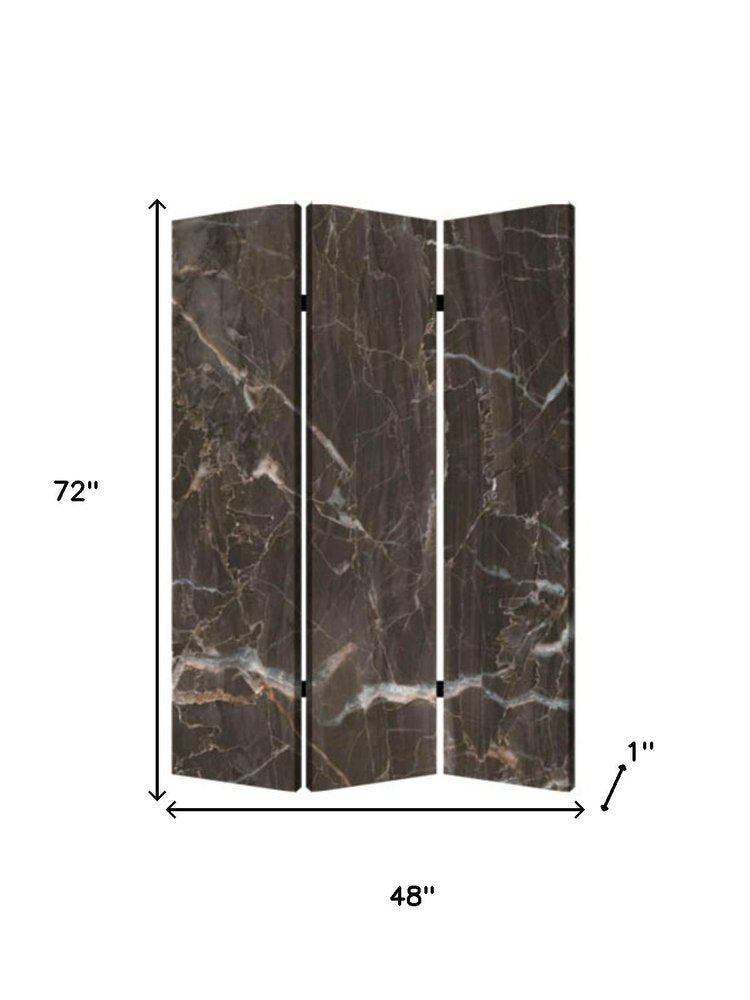 72" Gray Canvas Folding Three Panel Screen Room Divider