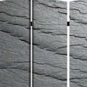72" Gray Canvas Folding Three Panel Screen Room Divider