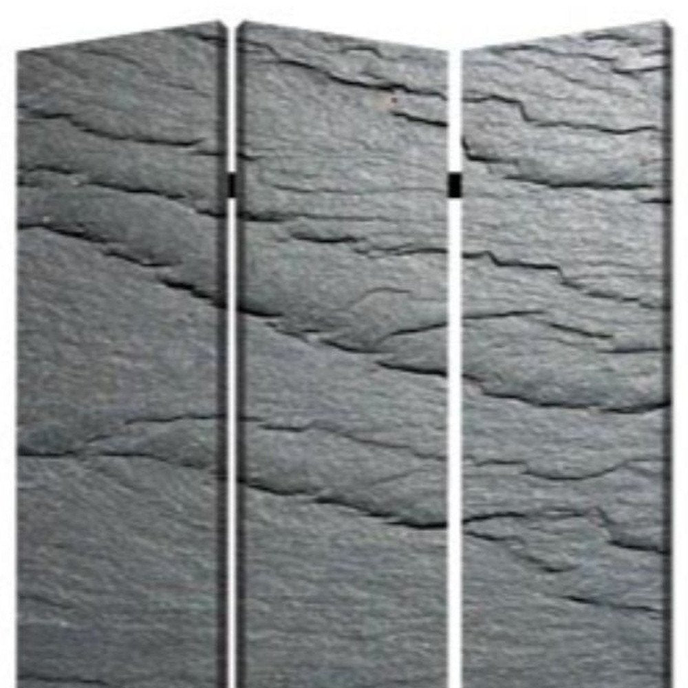72" Gray Canvas Folding Three Panel Screen Room Divider