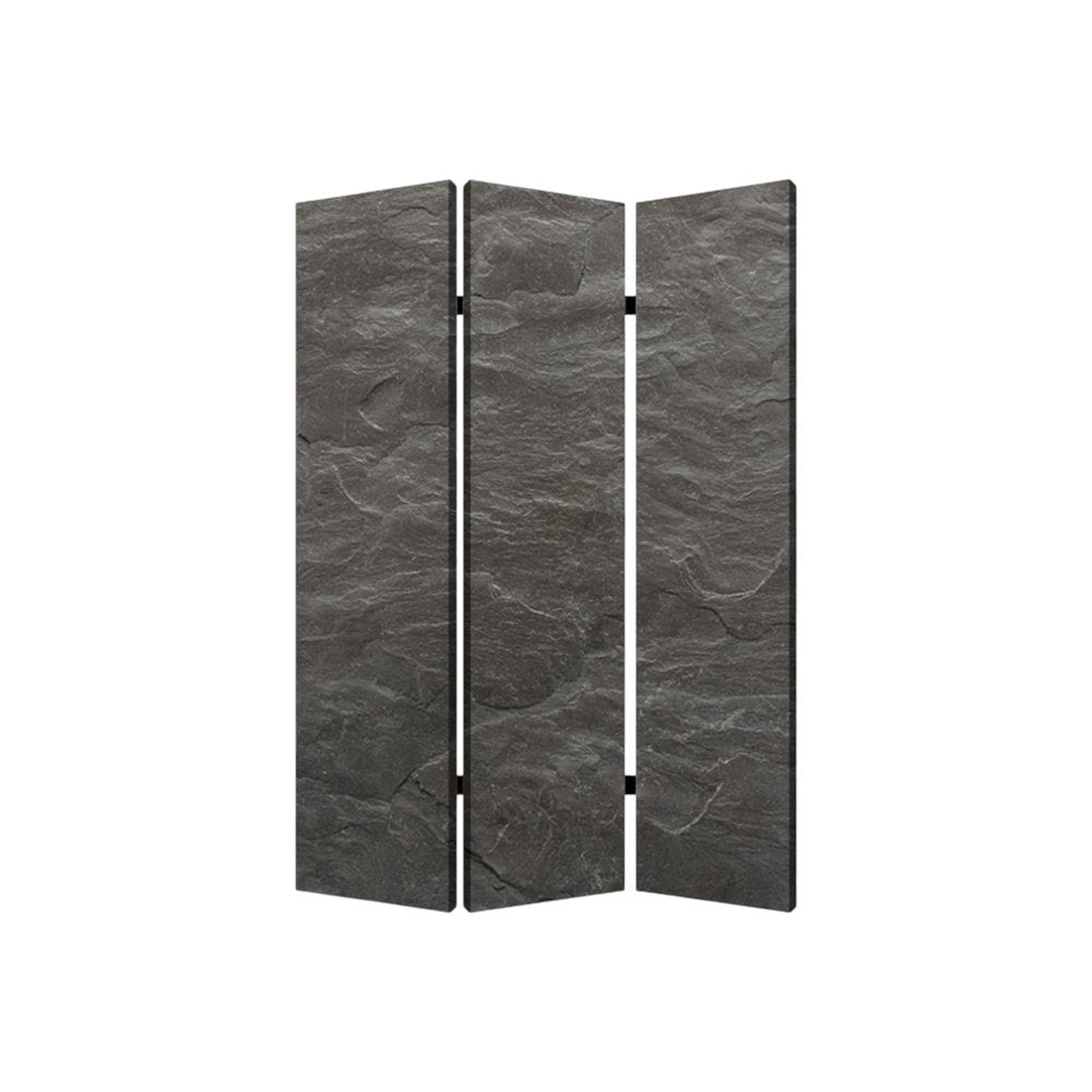 72" Gray Canvas Folding Three Panel Screen Room Divider