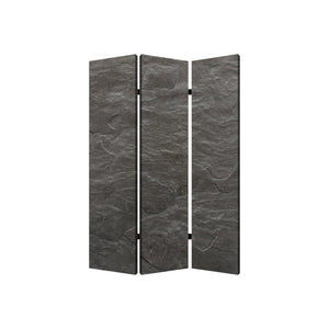 72" Gray Canvas Folding Three Panel Screen Room Divider