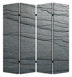 84" Gray Canvas Folding Four Panel Screen Room Divider