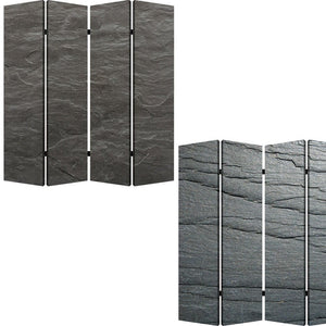 84" Gray Canvas Folding Four Panel Screen Room Divider