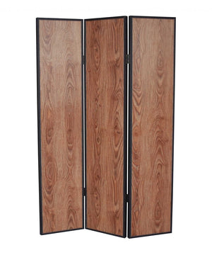 71" Brown Wood Folding Three Panel Screen Room Divider