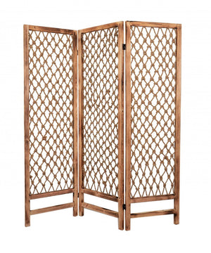 69" Natural Solid Wood Panel Screen Room Divider