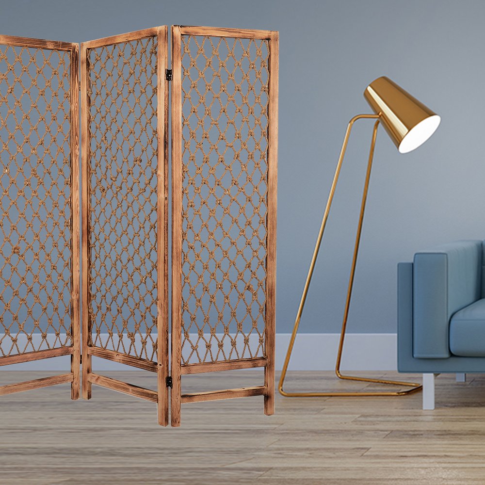 69" Natural Folding Three Panel Screen Room Divider