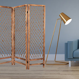 69" Natural Folding Three Panel Screen Room Divider