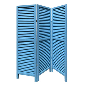 67" Black Wood Folding Three Panel Screen Room Divider