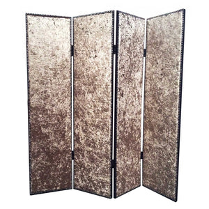 84" Tan Fabric Folding Four Panel Screen Room Divider