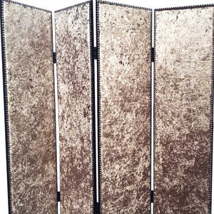 84" Tan Fabric Folding Four Panel Screen Room Divider