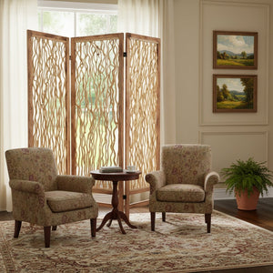 69" Brown Wood Folding Three Panel Screen Room Divider