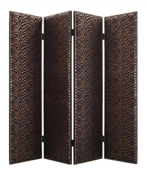 84" Bronze Fabric Folding Four Panel Screen Room Divider