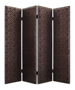 84" Bronze Fabric Folding Four Panel Screen Room Divider
