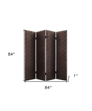 84" Bronze Fabric Folding Four Panel Screen Room Divider