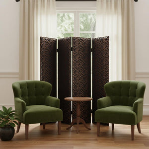 84" Bronze Fabric Folding Four Panel Screen Room Divider