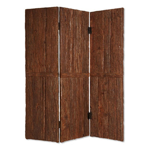 72" Brown Wood Folding Three Panel Screen Room Divider