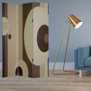 72" Brown Canvas Folding Three Panel Screen Room Divider