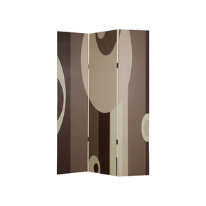 72" Brown Canvas Folding Three Panel Screen Room Divider