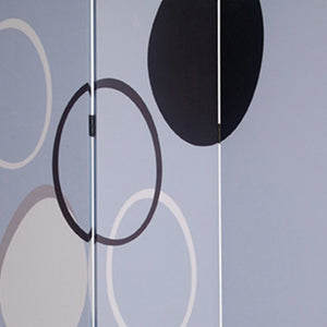 72" Black And White Canvas Folding Three Panel Screen Room Divider
