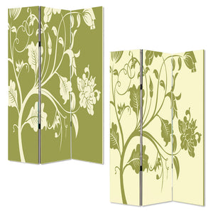 72" Green Canvas Folding Three Panel Screen Room Divider