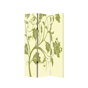 72" Green Canvas Folding Three Panel Screen Room Divider