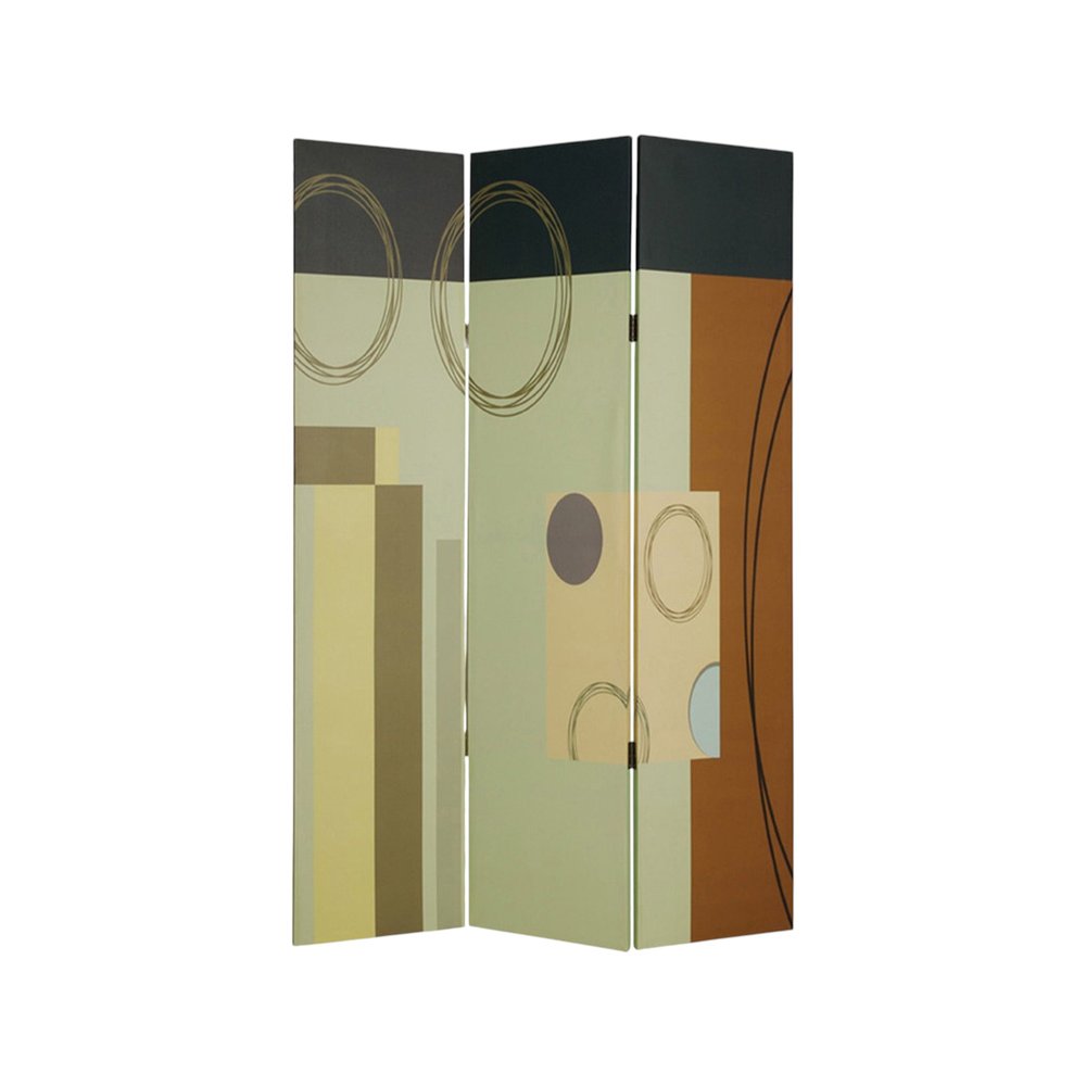 72" Green Canvas Folding Three Panel Screen Room Divider