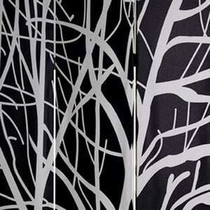 72" Black And White Canvas Folding Three Panel Screen Room Divider