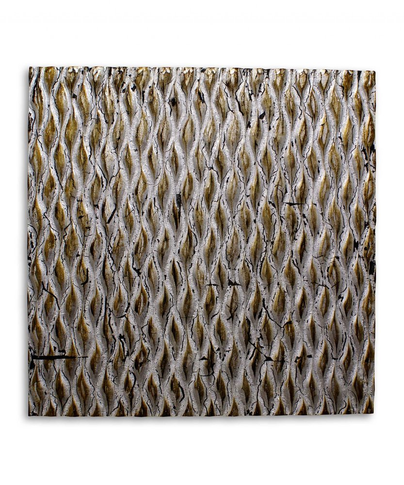 36" X 36" Silver Square Abstract Hanging Dimensional Sculpture