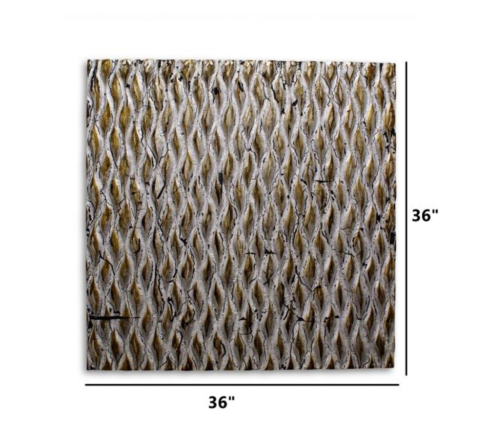 36" X 36" Silver Square Abstract Hanging Dimensional Sculpture
