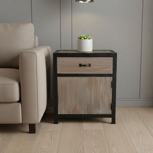 20" Brown Solid Wood End Table With Drawer