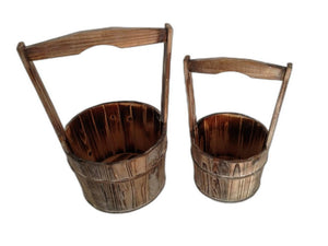 Set of Two Brown Solid Wood Garden Accents Accessories