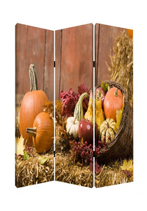 72" Brown Canvas Folding Three Panel Screen Room Divider
