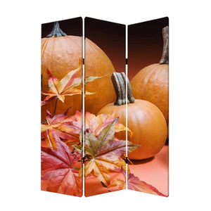 72" Brown Canvas Folding Three Panel Screen Room Divider