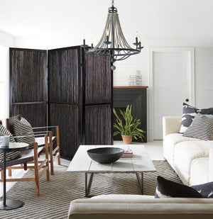 72" Brown Folding Three Panel Screen Room Divider