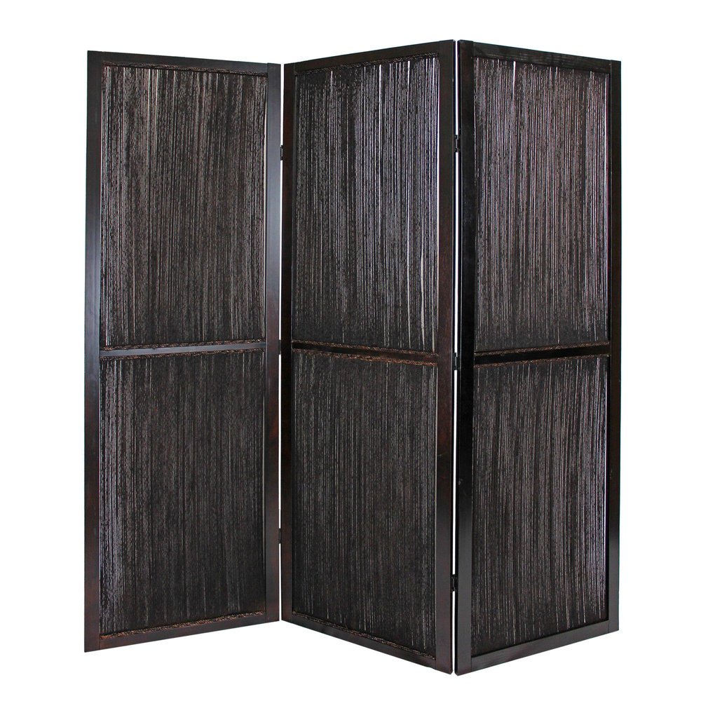 72" Brown Folding Three Panel Screen Room Divider
