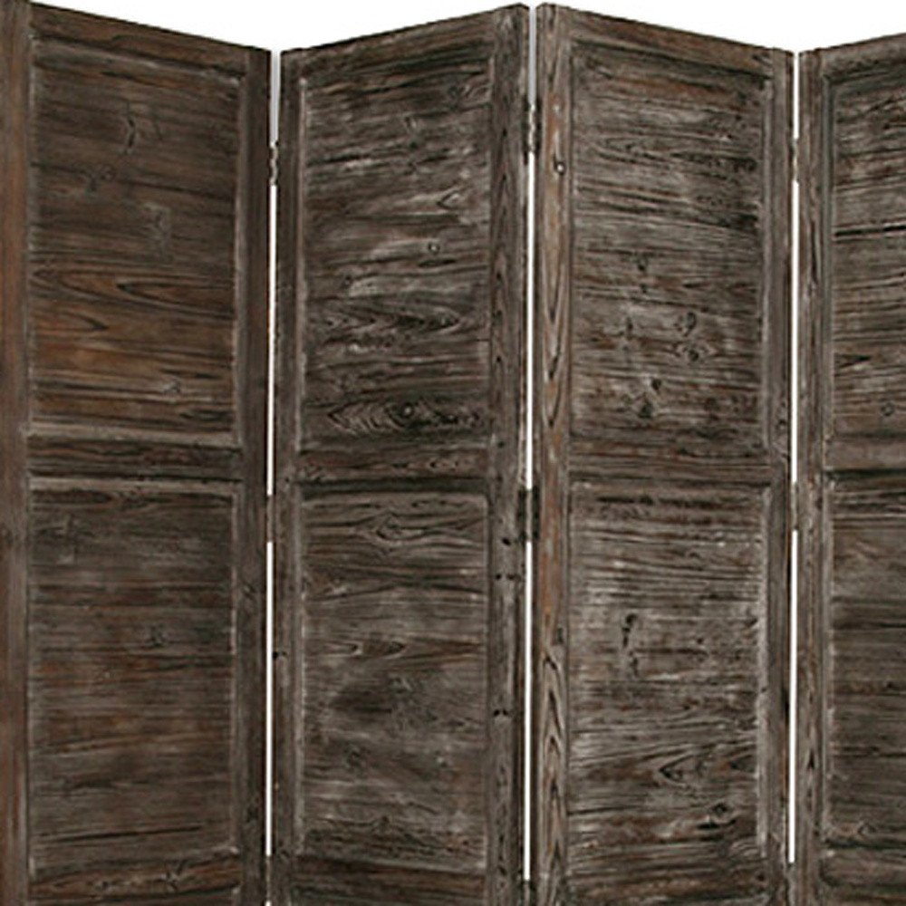 84" Black Wood Folding Four Panel Screen Room Divider